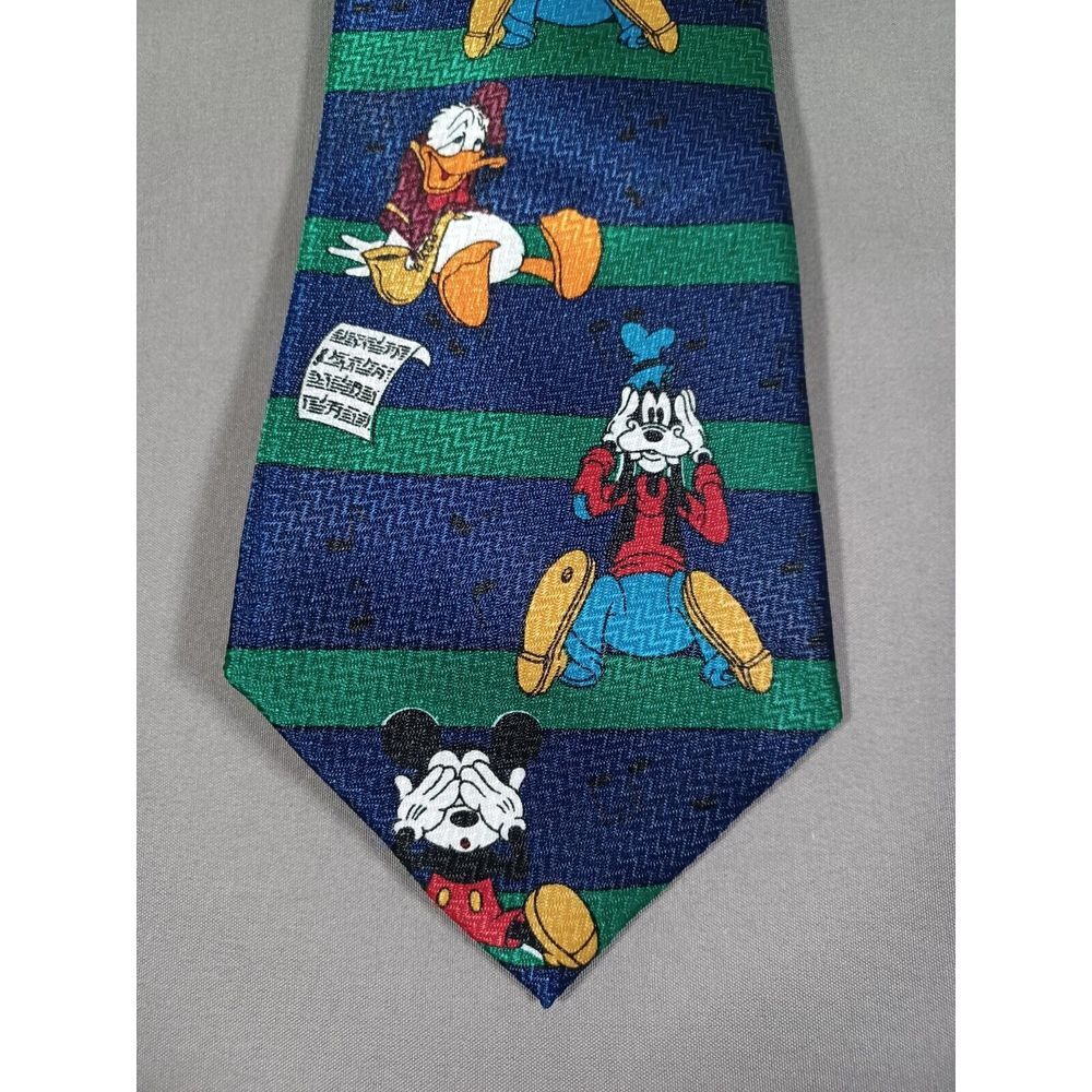 Disney Mickey Unlimited Tie Blue Green Goofy Donald Music Mouse‎